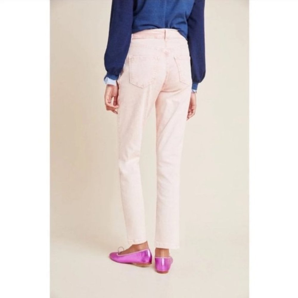 Anthropologie Pilcro Ultra High Rise Acid Wash Straight Jeans Button Fly Pink 27 - Picture 7 of 12